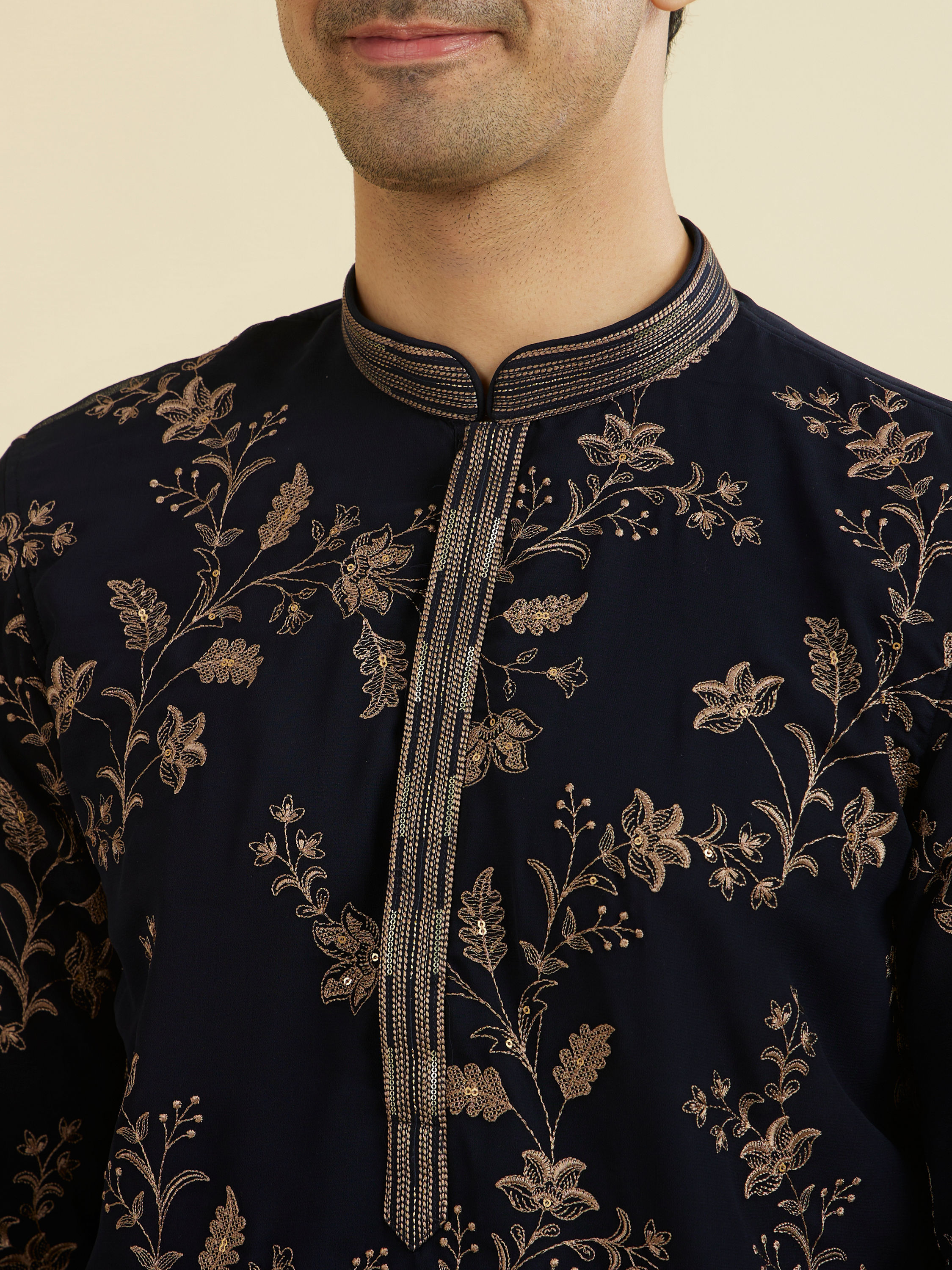 Manyavar Men Royal Blue Elegance Kurta Churidar