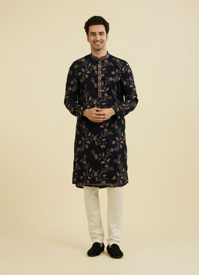 Manyavar Men Royal Blue Elegance Kurta Churidar