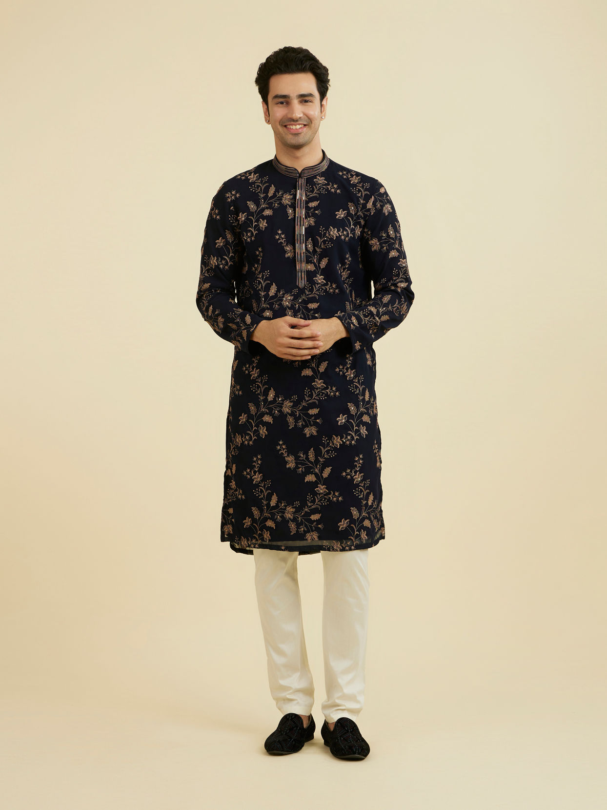 Manyavar Men Royal Blue Elegance Kurta Churidar