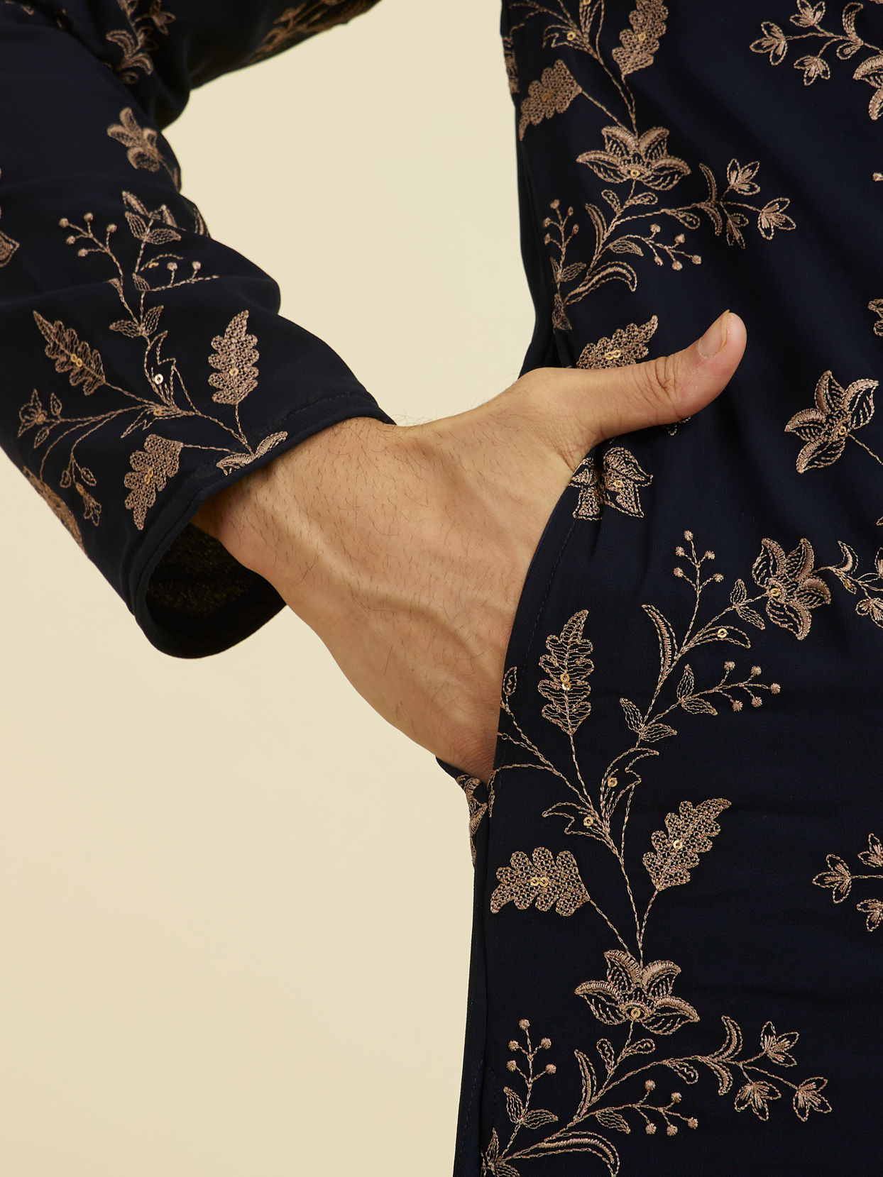 Manyavar Men Royal Blue Elegance Kurta Churidar