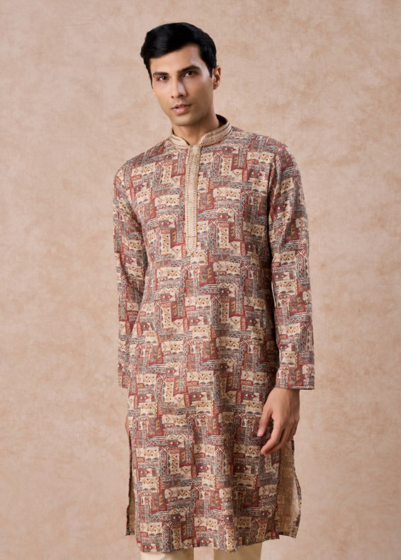 Manyavar Men Fawn Elegance Kurta Churidar