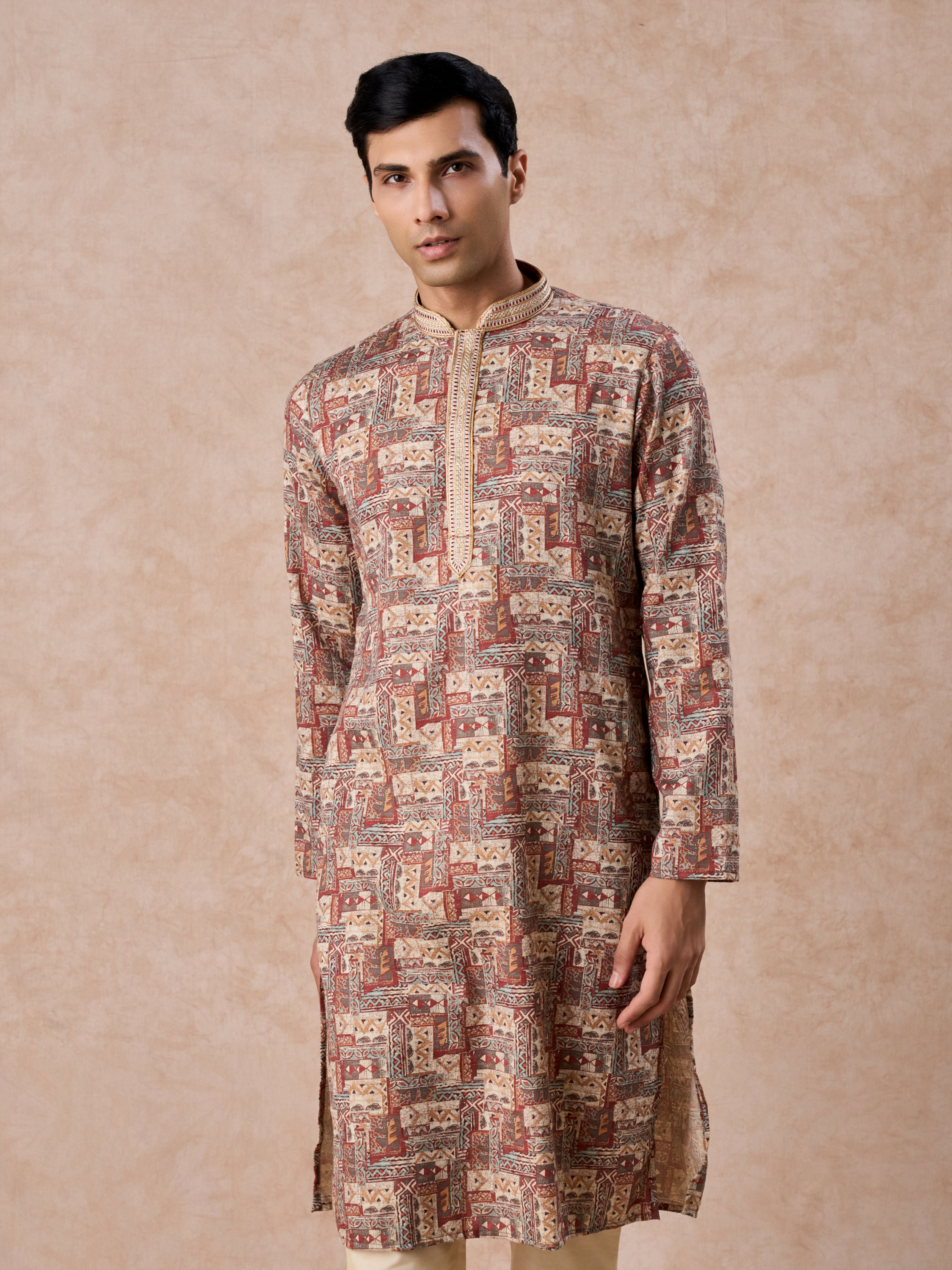 Manyavar Men Fawn Elegance Kurta Churidar
