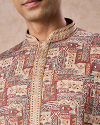 Manyavar Men Fawn Elegance Kurta Churidar