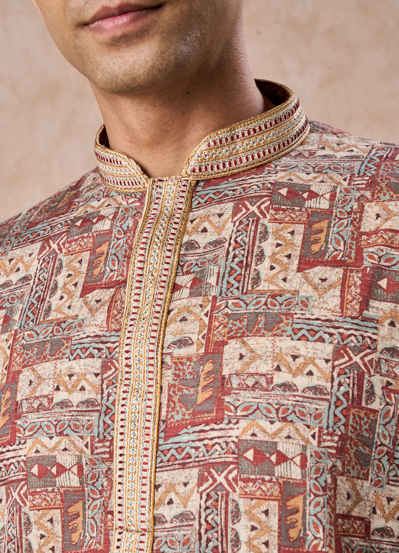Manyavar Men Fawn Elegance Kurta Churidar