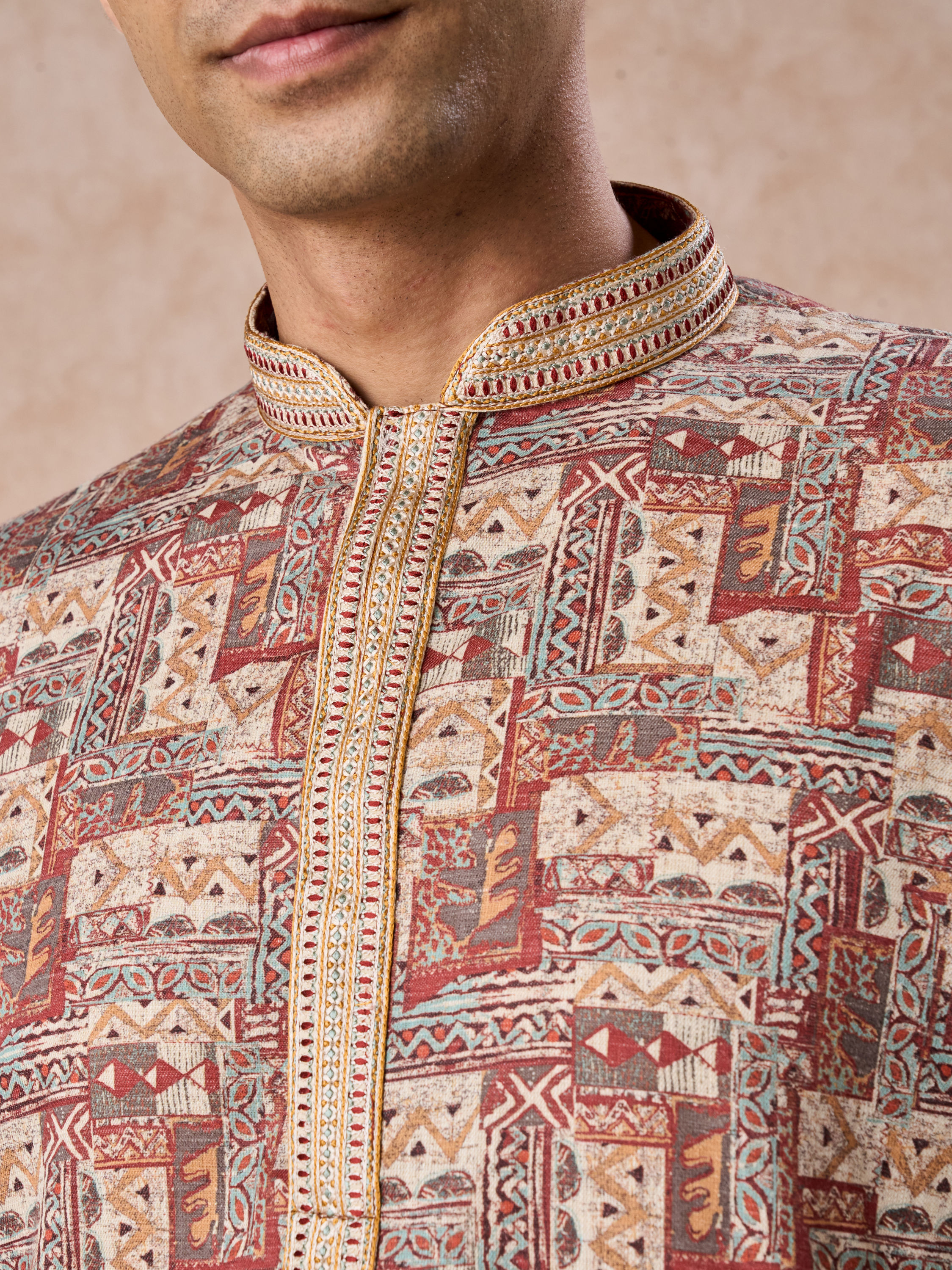 Manyavar Men Fawn Elegance Kurta Churidar