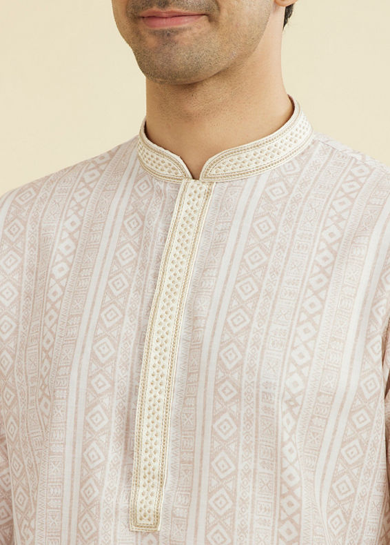 Manyavar Men Beige Kurta Churidar Ensemble