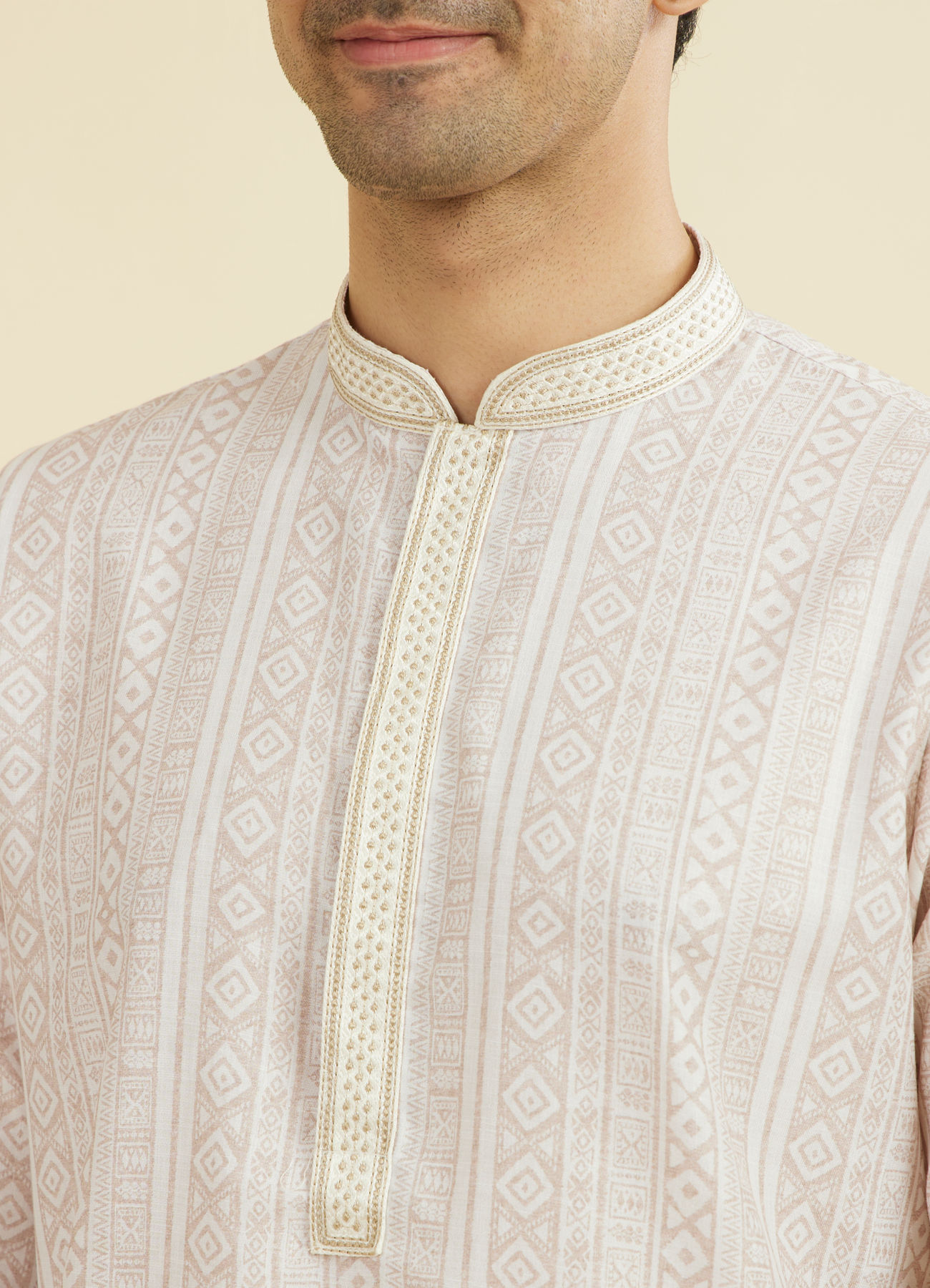 Manyavar Men Beige Kurta Churidar Ensemble