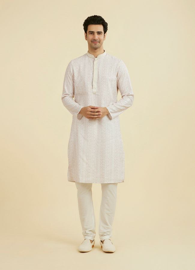 Manyavar Men Beige Kurta Churidar Ensemble