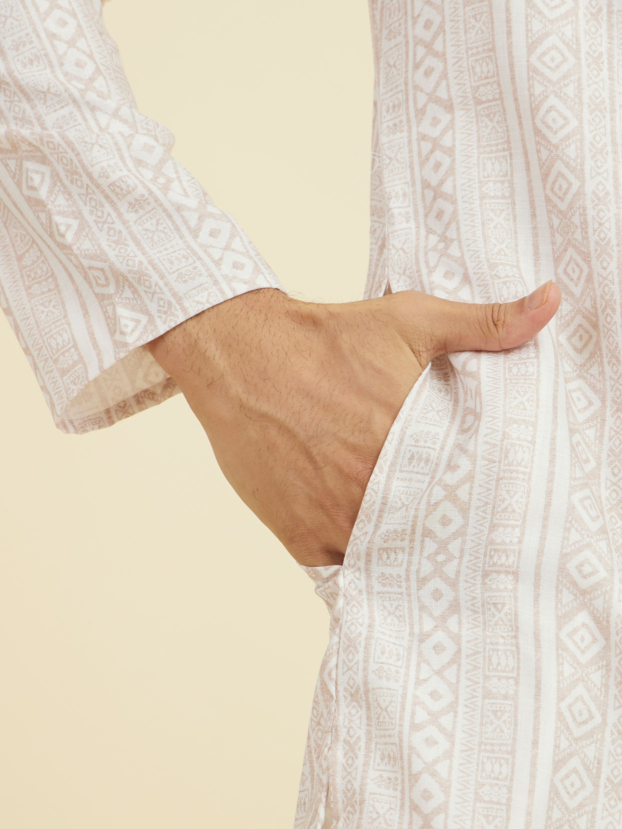 Manyavar Men Beige Kurta Churidar Ensemble