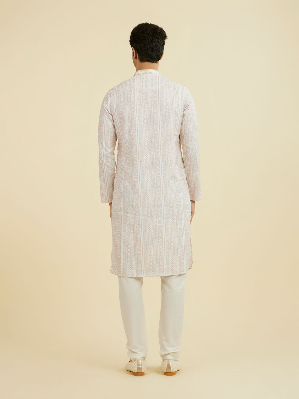 Manyavar Men Beige Kurta Churidar Ensemble