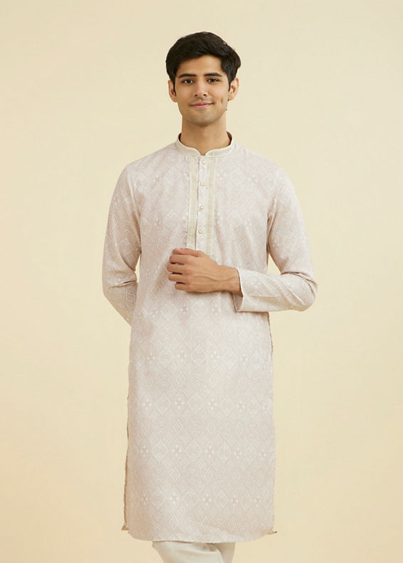 Manyavar Men Beige Grandeur Kurta Churidar
