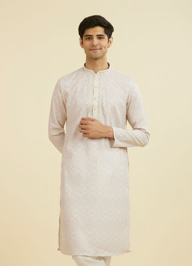 Manyavar Men Beige Grandeur Kurta Churidar