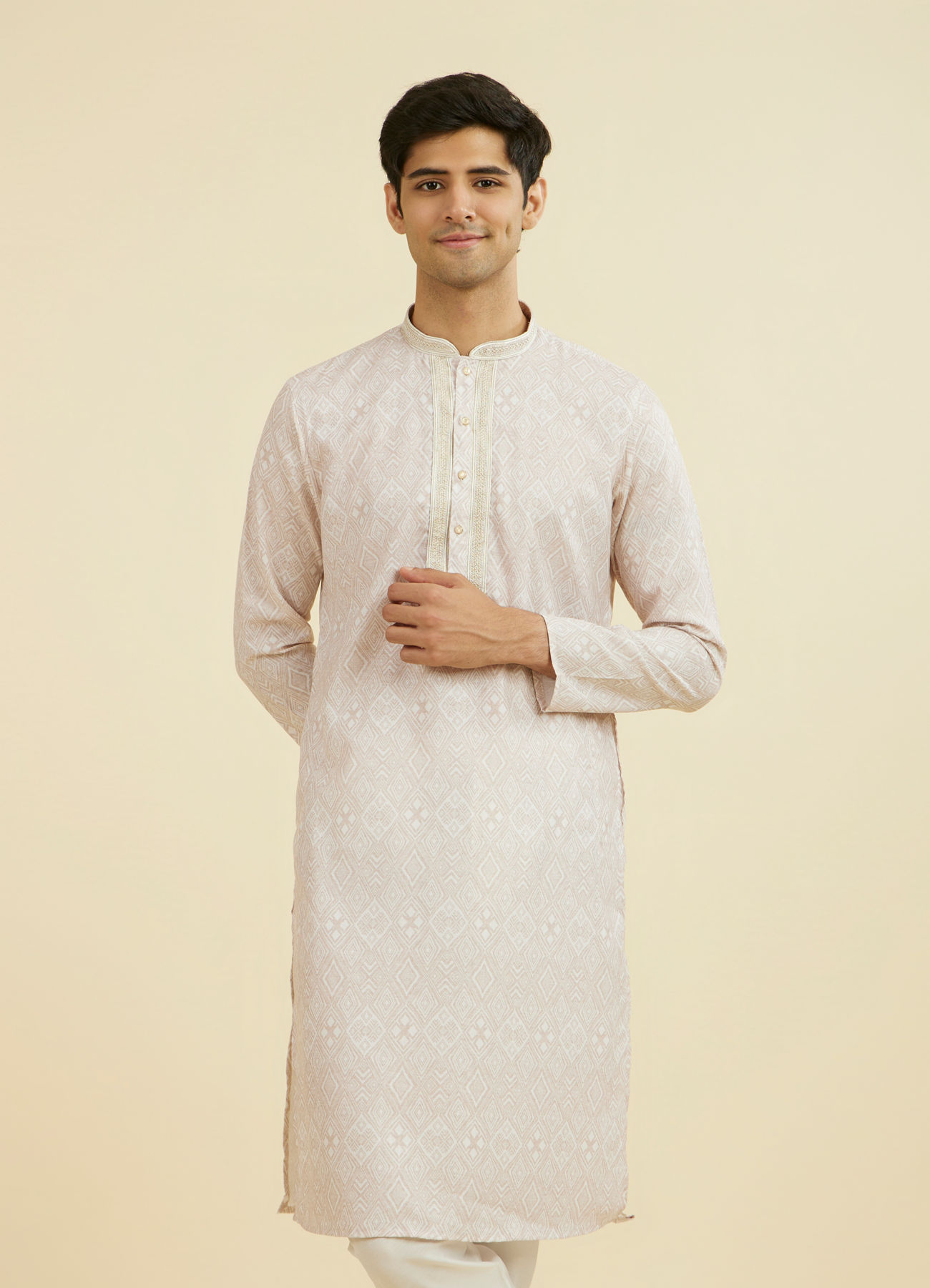 Manyavar Men Beige Grandeur Kurta Churidar