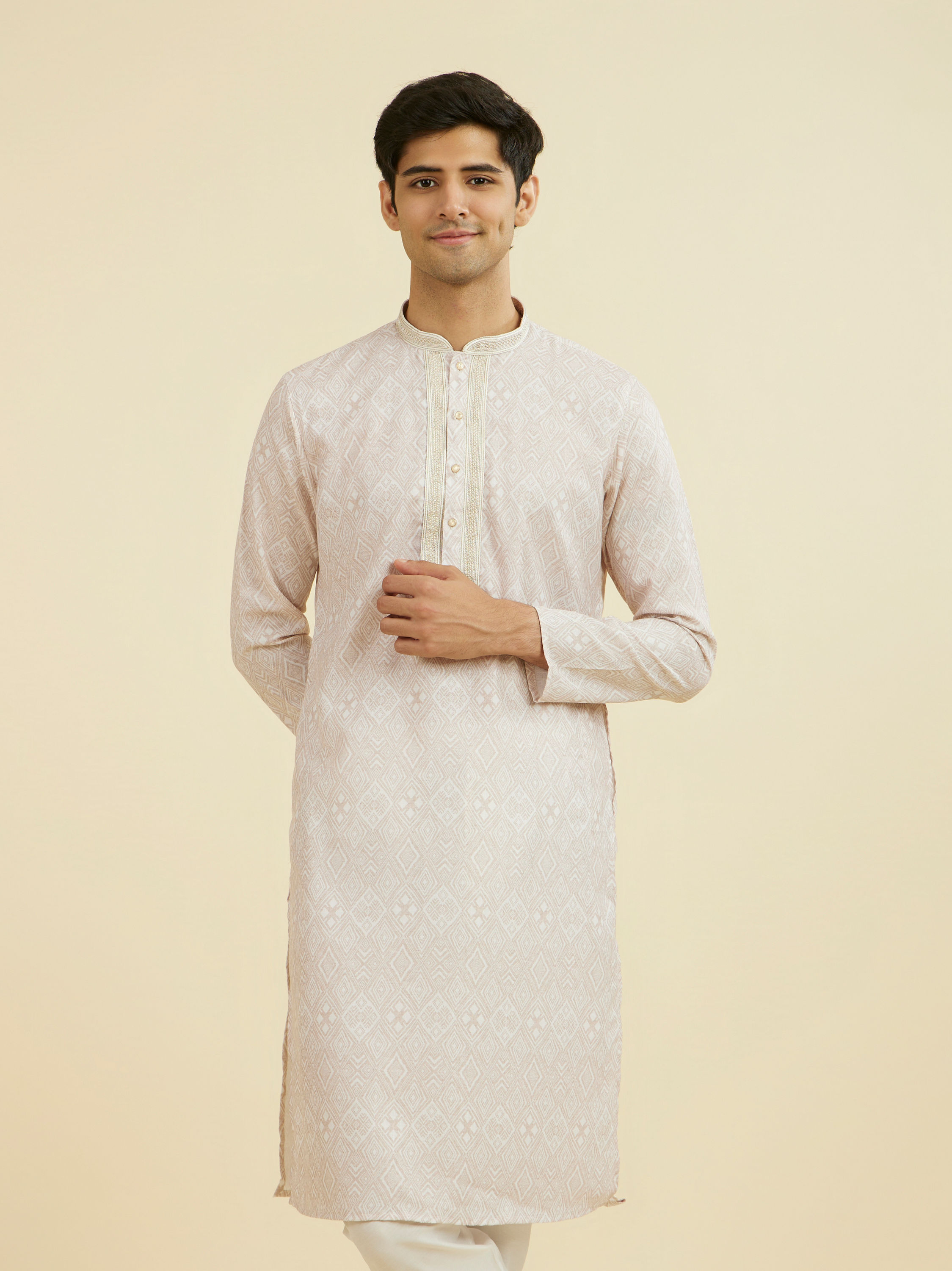 Manyavar Men Beige Grandeur Kurta Churidar