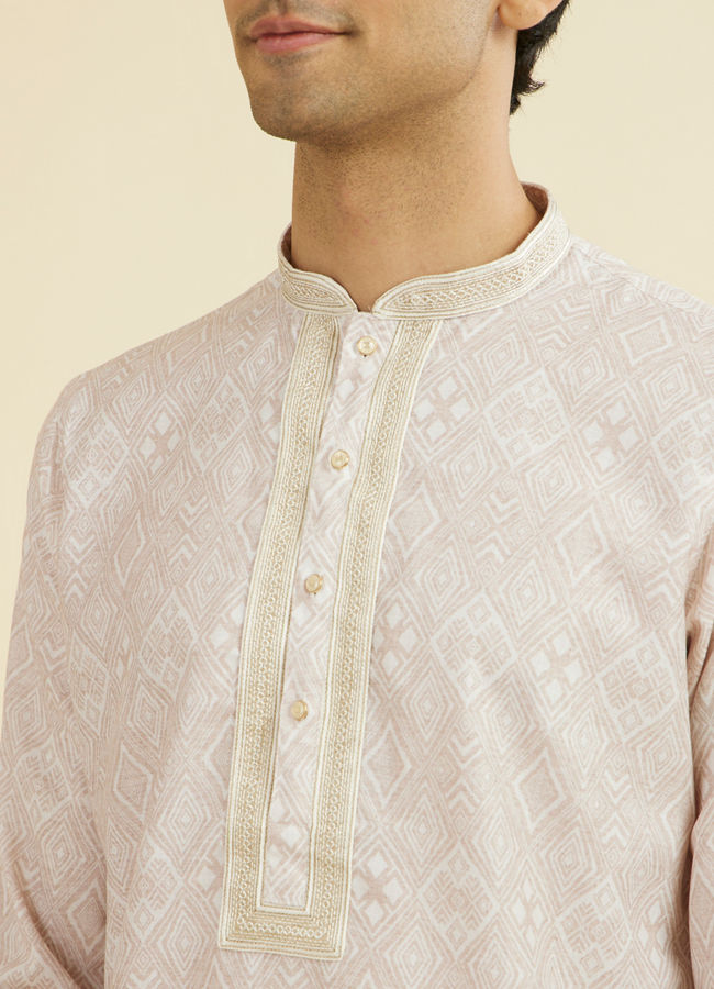 Manyavar Men Beige Grandeur Kurta Churidar