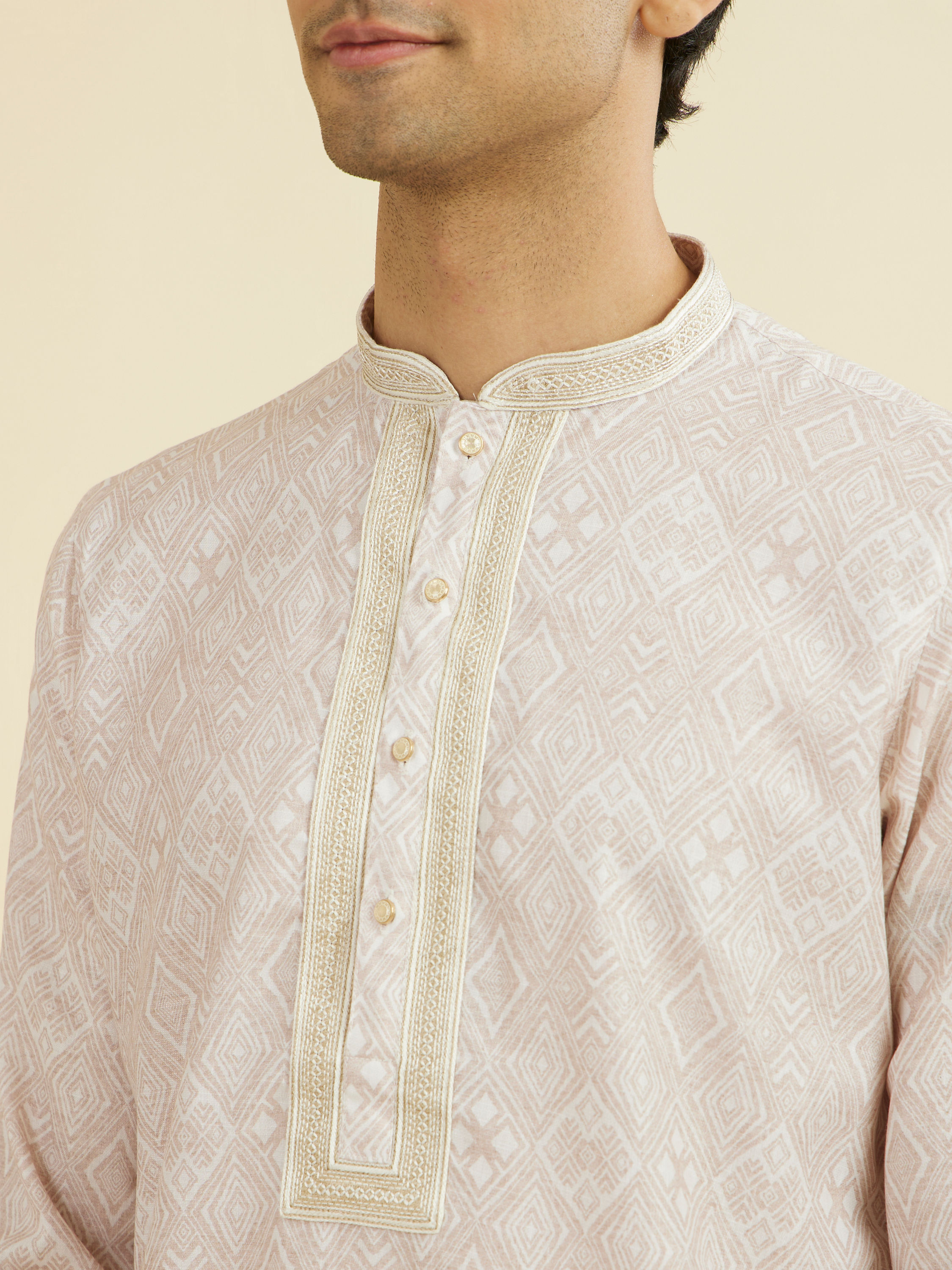 Manyavar Men Beige Grandeur Kurta Churidar