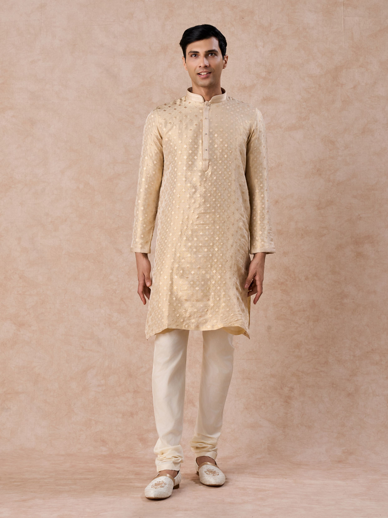 Manyavar Men Golden Glow Kurta Churidar
