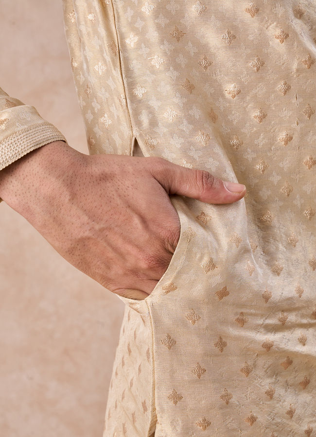 Manyavar Men Golden Glow Kurta Churidar
