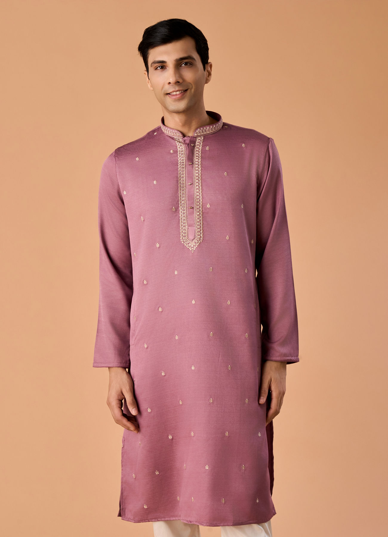 Manyavar Men Dusty Pink Charm Kurta Pajama