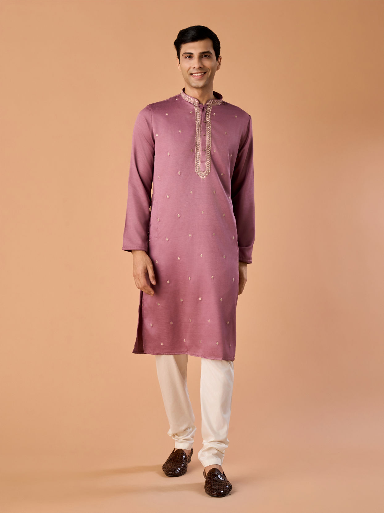 Manyavar Men Dusty Pink Charm Kurta Pajama