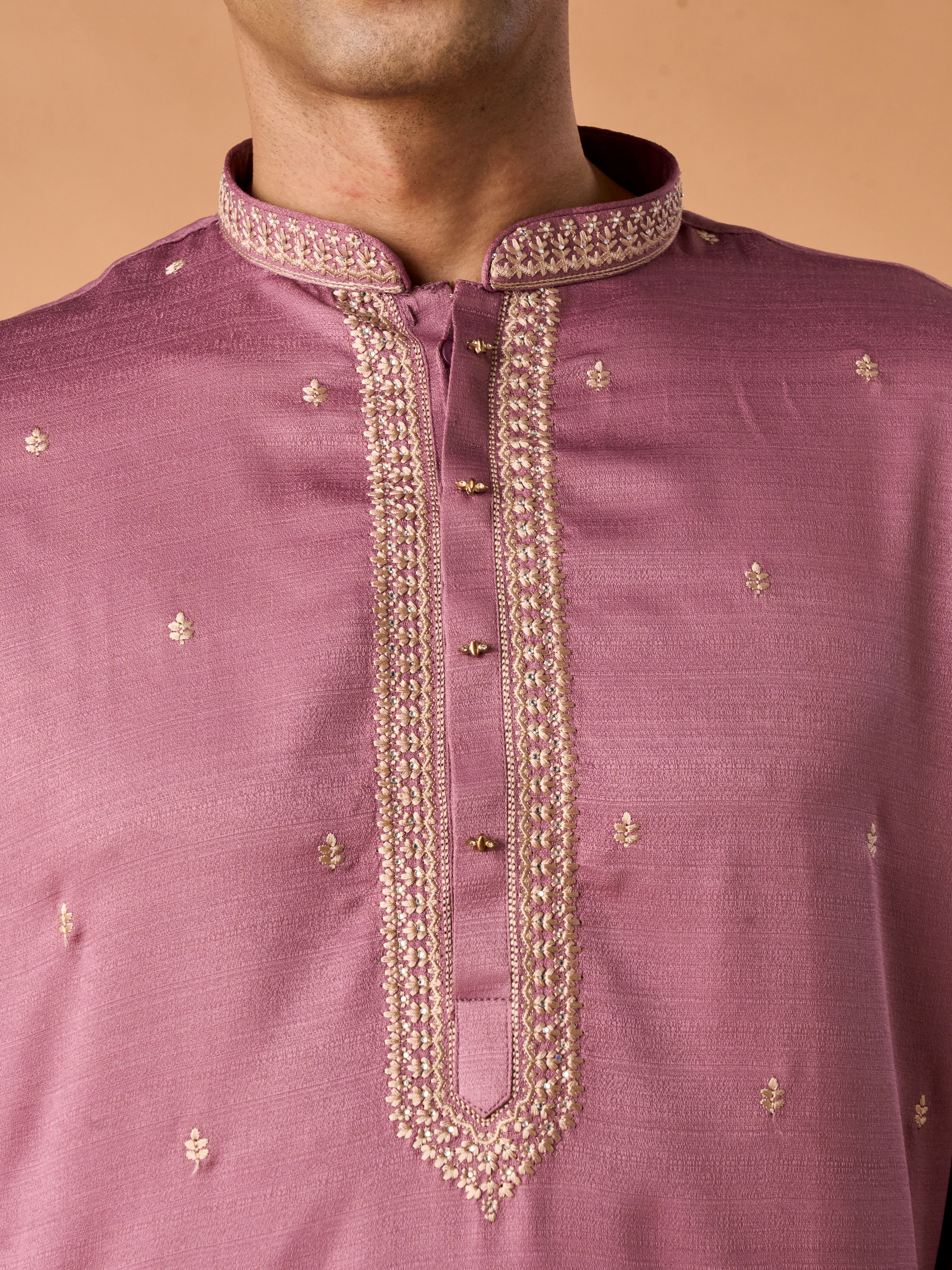 Manyavar Men Dusty Pink Charm Kurta Pajama