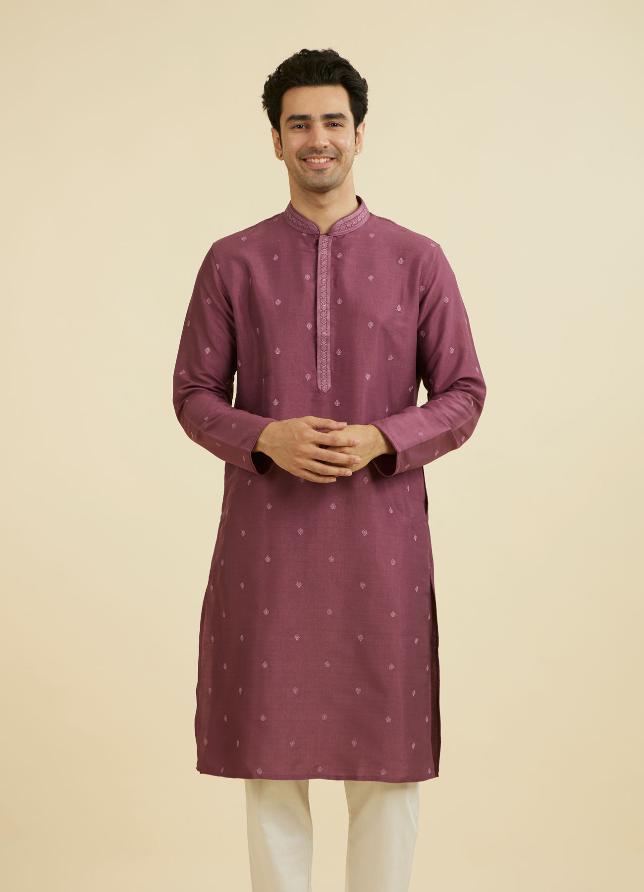 Manyavar Men Dusty Pink Kurta Churidar