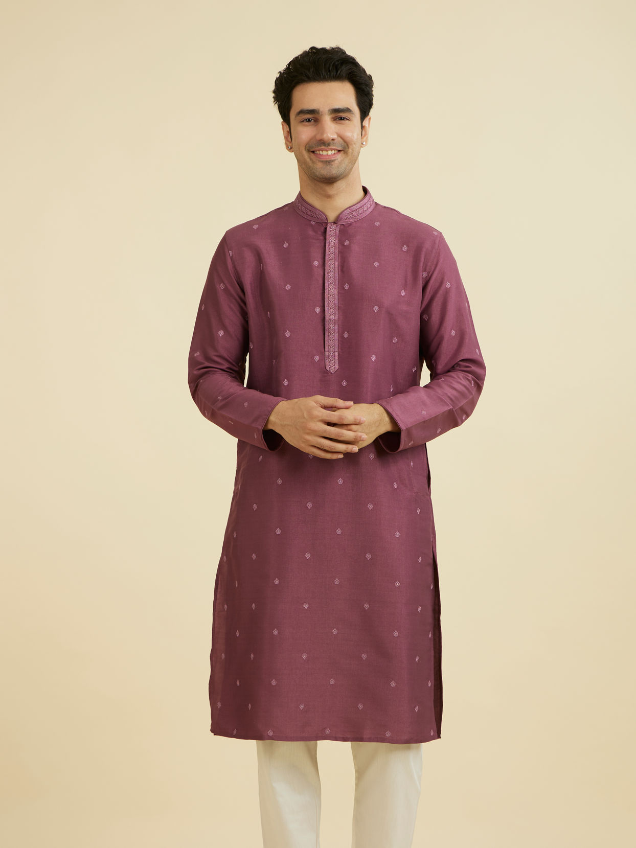 Manyavar Men Dusty Pink Kurta Churidar