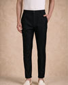 Manyavar Men Black Art Silk Kurta Pant with Beads Work