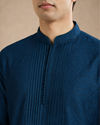 Manyavar Men Teal Blue Silk Kurta Pant with Bead Work
