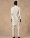 Manyavar Men Cream Silk Kurta Pant with Pleats