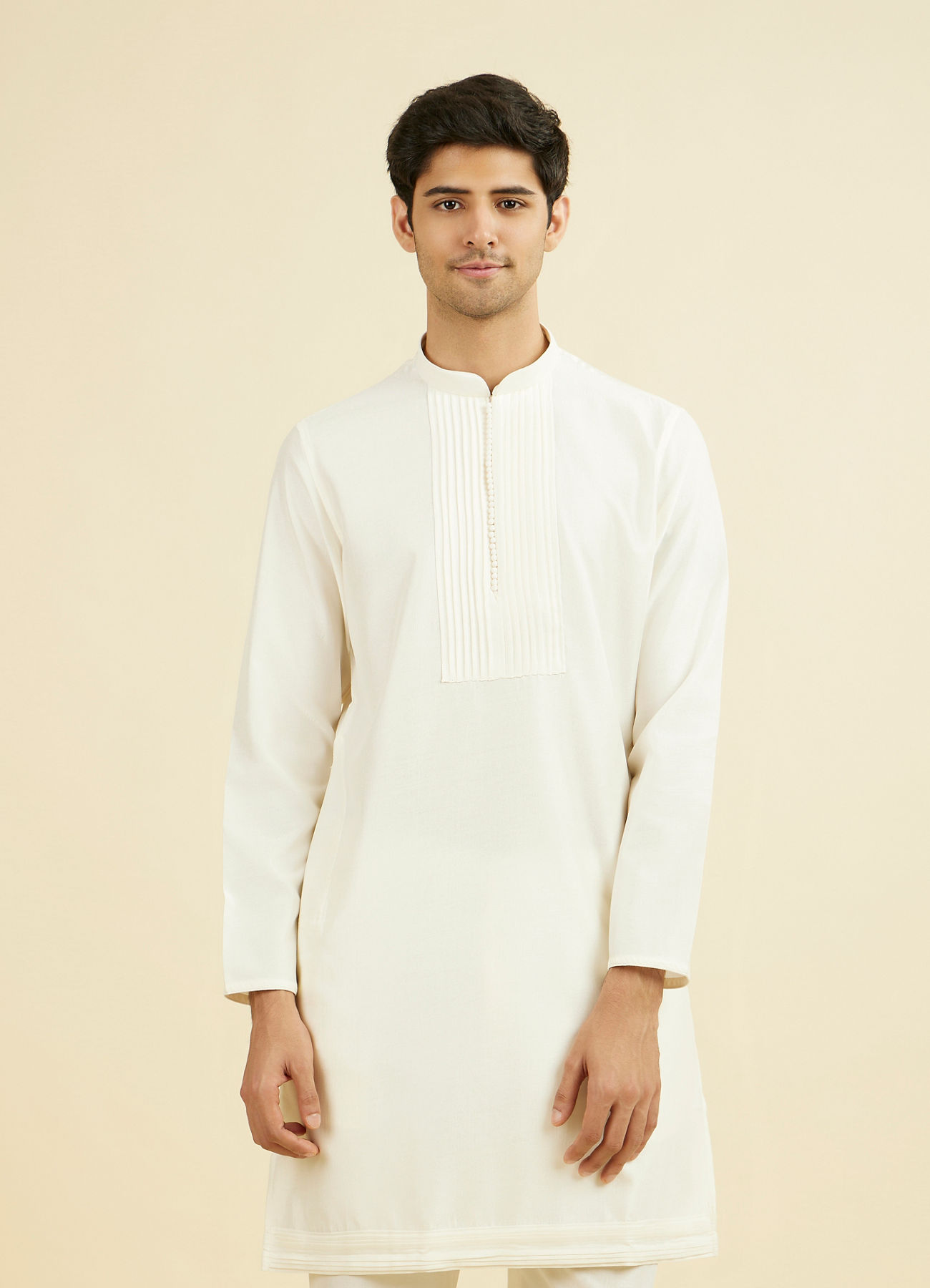Manyavar Men Cream Elegance Kurta Pant