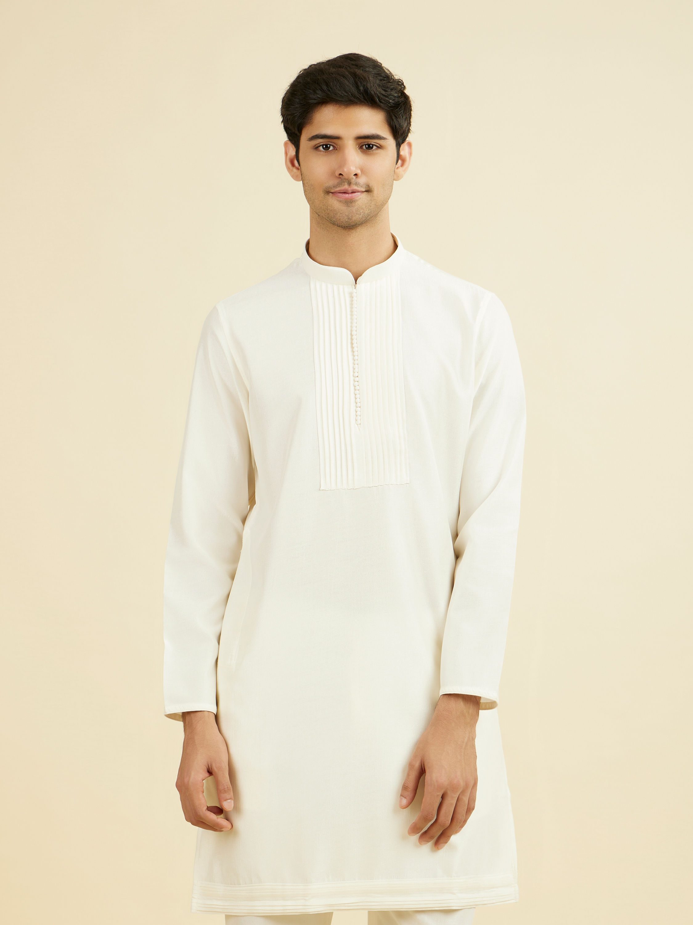 Manyavar Men Cream Elegance Kurta Pant