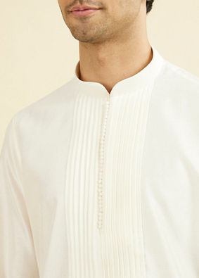 Manyavar Men Cream Elegance Kurta Pant