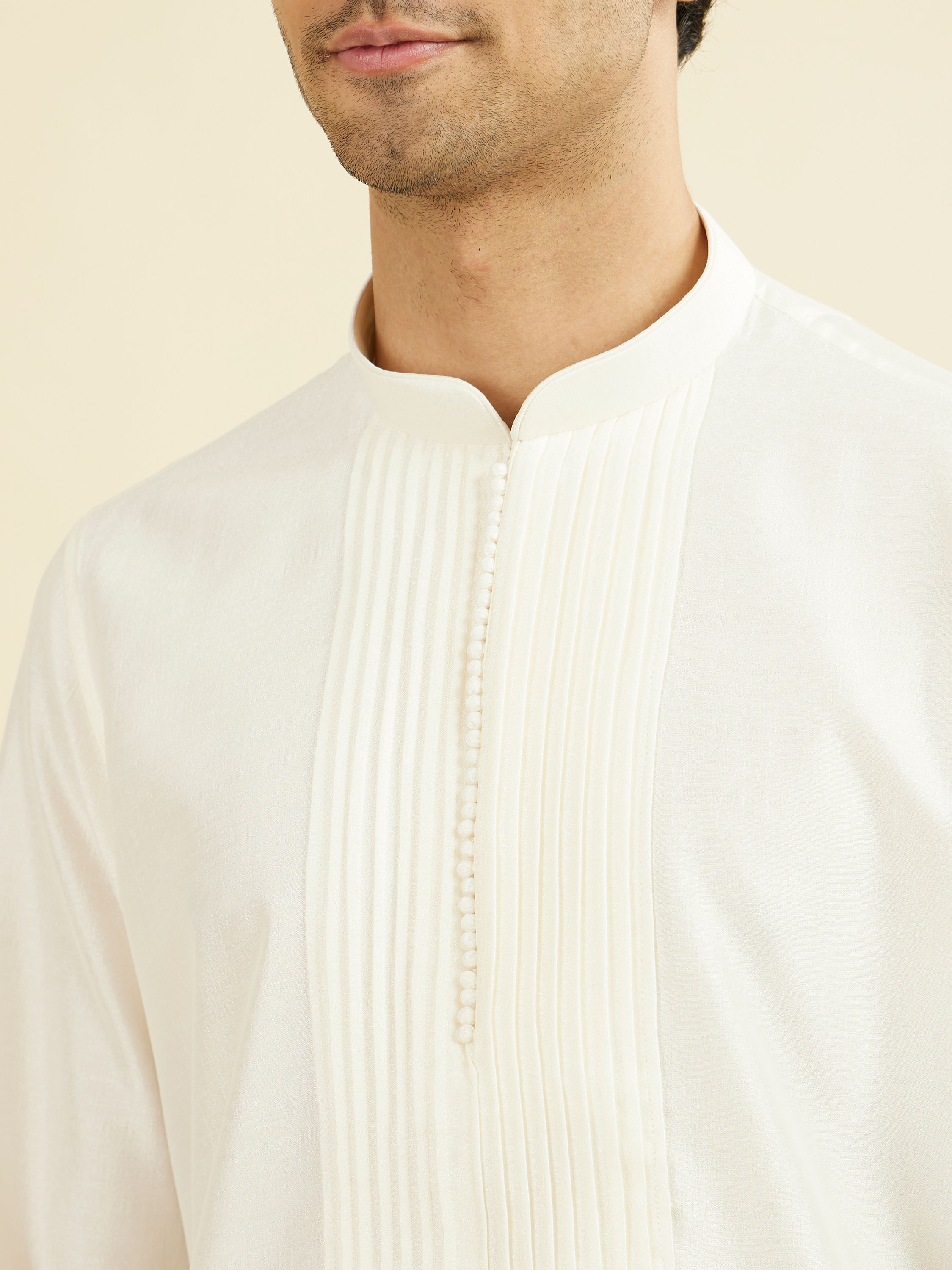Manyavar Men Cream Elegance Kurta Pant