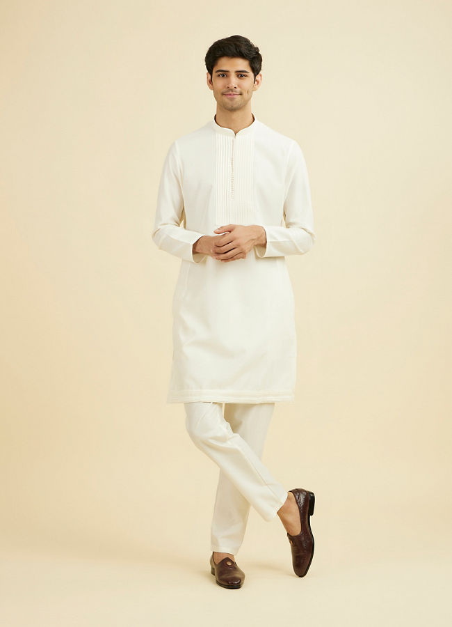 Manyavar Men Cream Elegance Kurta Pant