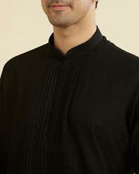 Manyavar Men Elegant Black Ensemble Kurta Churidar