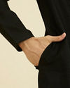 Manyavar Men Elegant Black Ensemble Kurta Churidar
