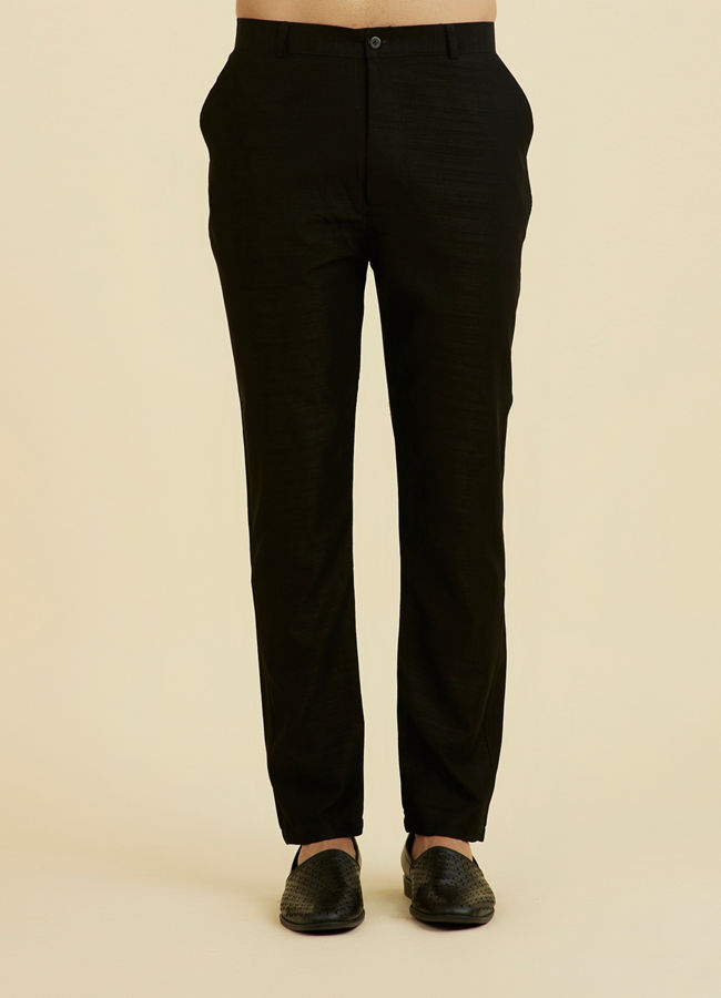 Manyavar Men Elegant Black Ensemble Kurta Churidar