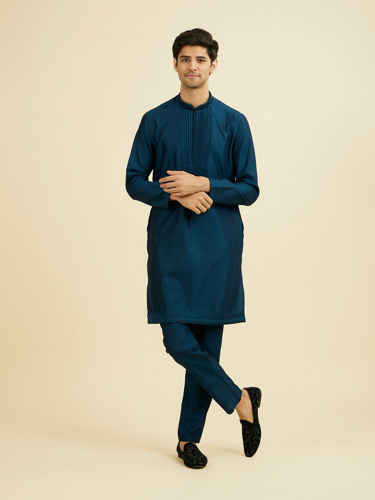 Manyavar Men Teal Blue Festive Kurta Pant