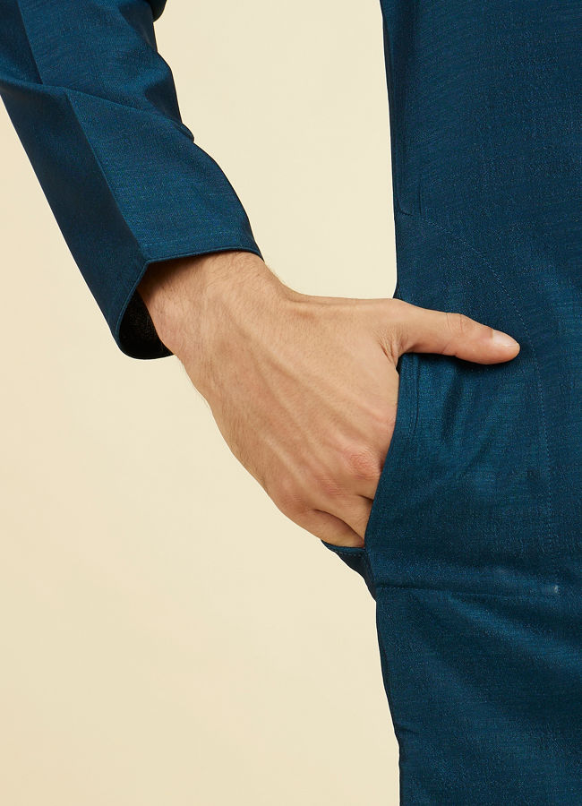 Manyavar Men Teal Blue Festive Kurta Pant