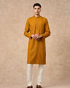 Manyavar Men Mustard Georgette Kurta Churidar with Thread Embroidery