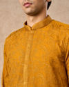 Manyavar Men Mustard Georgette Kurta Churidar with Thread Embroidery