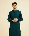 Manyavar Men Teal Green Georgette Kurta Churidar