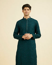 Manyavar Men Teal Green Georgette Kurta Churidar