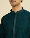 Manyavar Men Teal Green Georgette Kurta Churidar