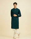 Manyavar Men Teal Green Georgette Kurta Churidar