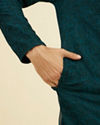 Manyavar Men Teal Green Georgette Kurta Churidar