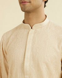Manyavar Men Beige Georgette Ensemble Kurta Pant