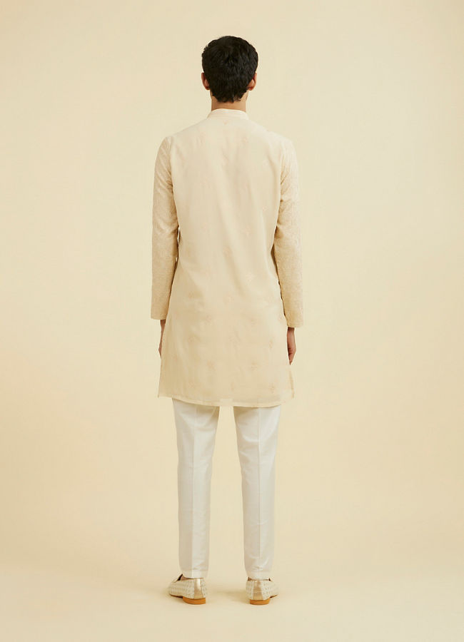 Manyavar Men Beige Georgette Ensemble Kurta Pant