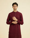 Wine Georgette Ensemble Mid Length Kurta Pant